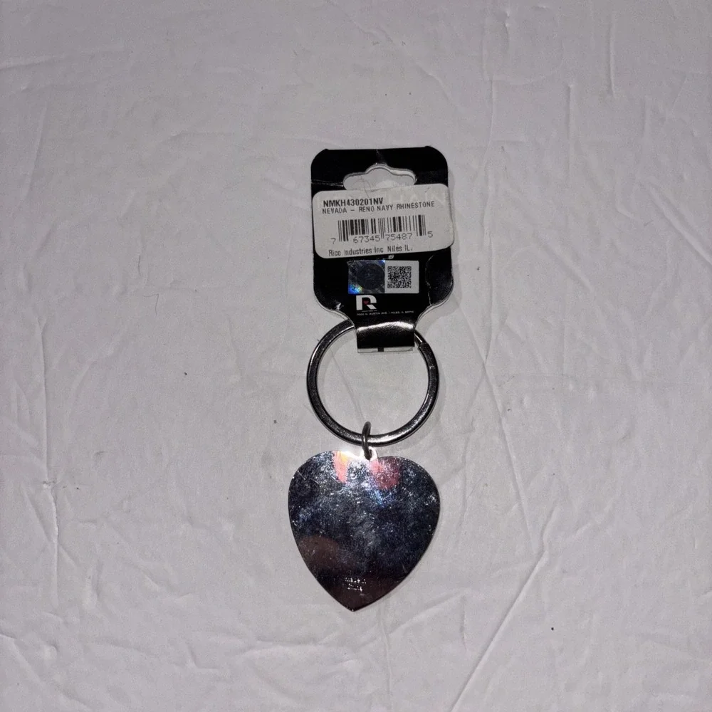 Rico Industries Nevada Wolf Pack Rhinestone Heart Keychain New